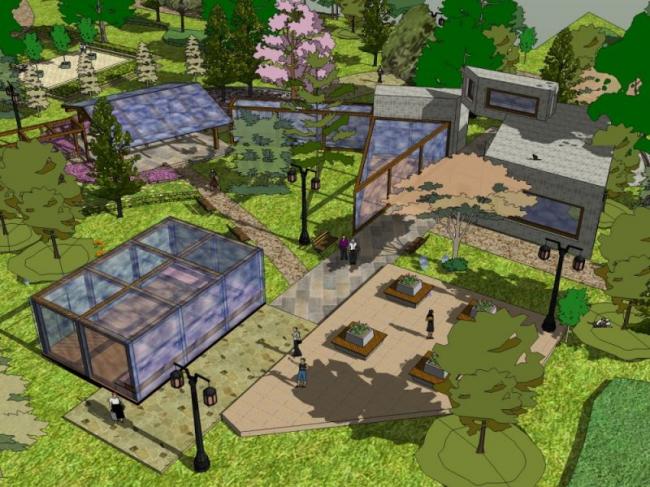 Sketchup景观模型|公园景观，现代中式风格