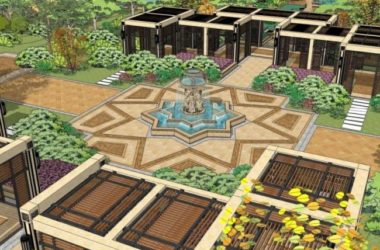 Sketchup景观模型|小区景观，住宅景观，古典风格-BIM建筑网