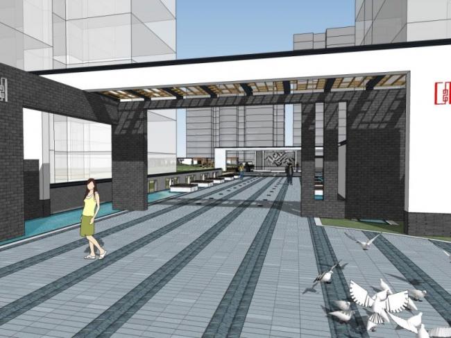 Sketchup景观模型|小区景观，住宅景观，现代中式风格