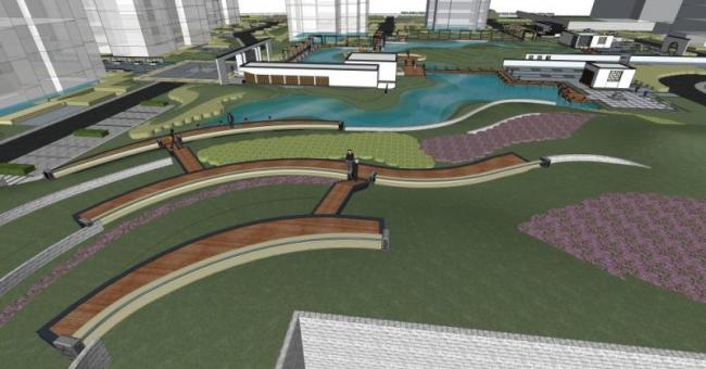 Sketchup景观模型|小区景观，住宅景观，现代中式风格