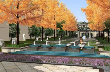 Sketchup景观模型|小区景观，住宅景观，古典风格-BIM建筑网