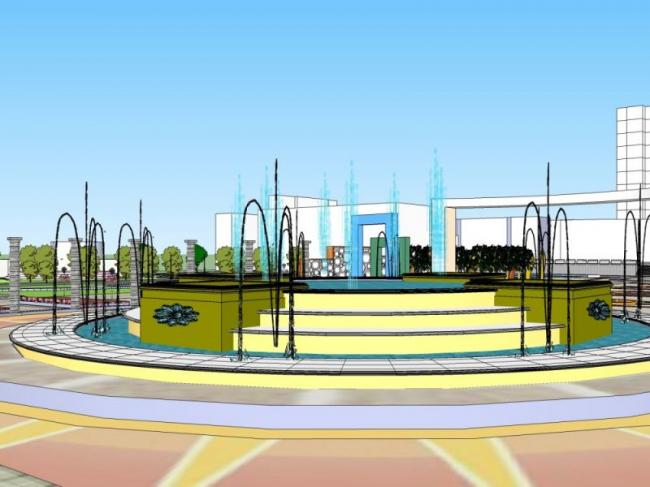 Sketchup景观模型|广场景观，现代风格
