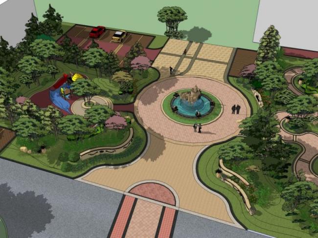 Sketchup景观模型|小区景观，住宅景观，古典风格