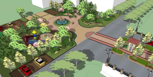 Sketchup景观模型|小区景观，住宅景观，古典风格