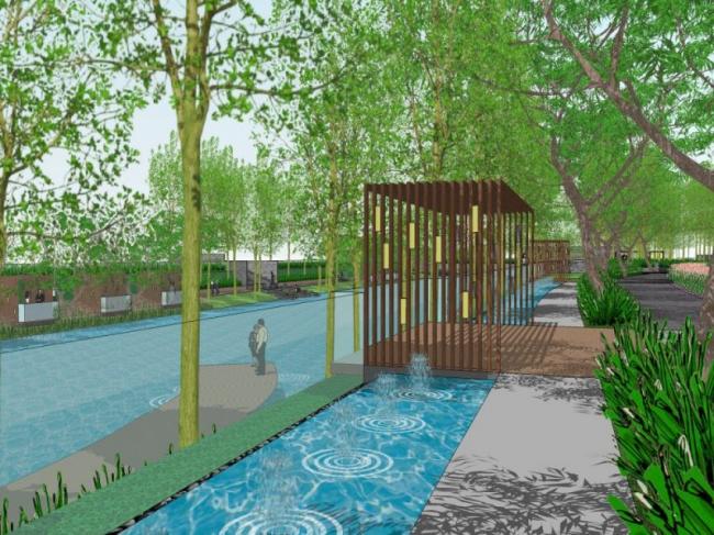 Sketchup景观模型|滨水景观，现代风格