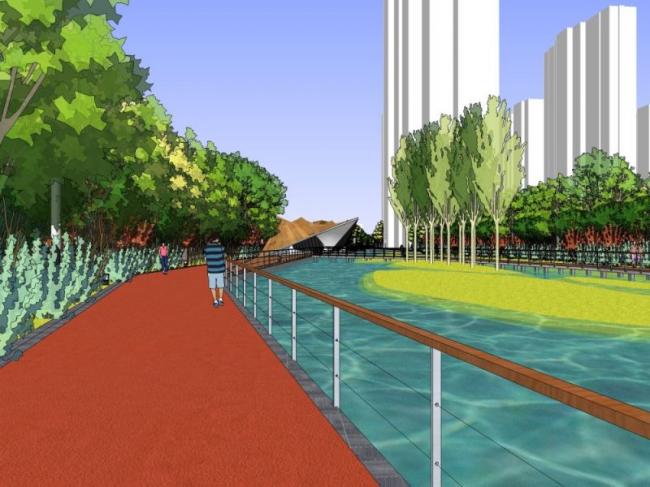 Sketchup景观模型|滨水景观，现代风格