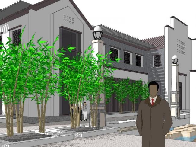 Sketchup商业模型|多层会所，现代中式风格