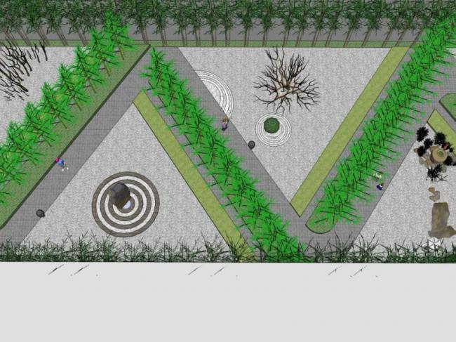Sketchup景观模型|游园景观，现代中式风格