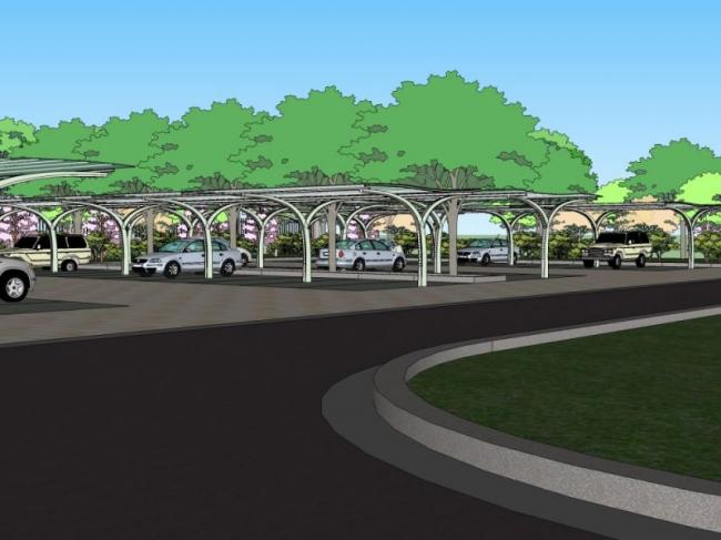 Sketchup景观模型|停车场景观，现代风格