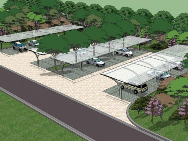 Sketchup景观模型|停车场景观，现代风格