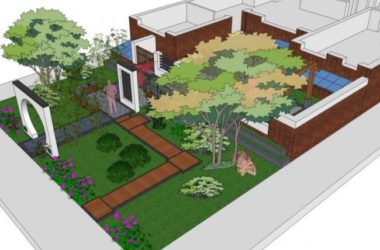 Sketchup景观模型|景观庭院，现代中式风格-BIM建筑网