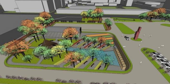 Sketchup景观模型|下沉广场景观，现代风格