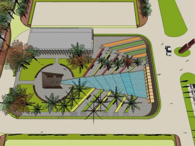 Sketchup景观模型|下沉广场景观，现代风格