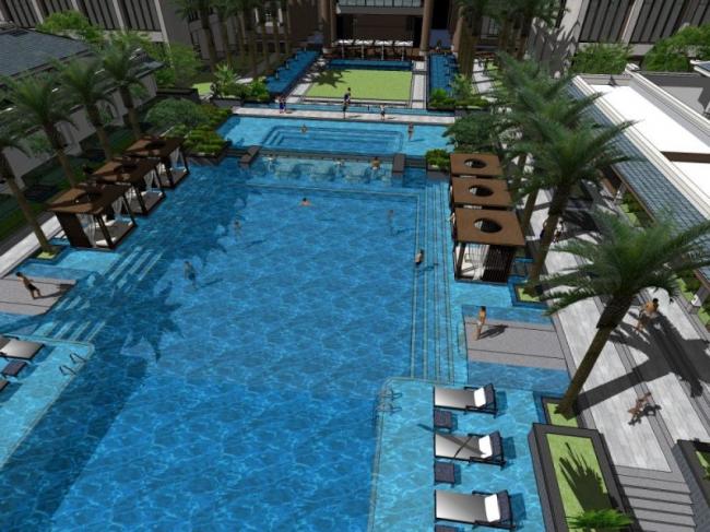 Sketchup景观模型|泳池景观，古典风格