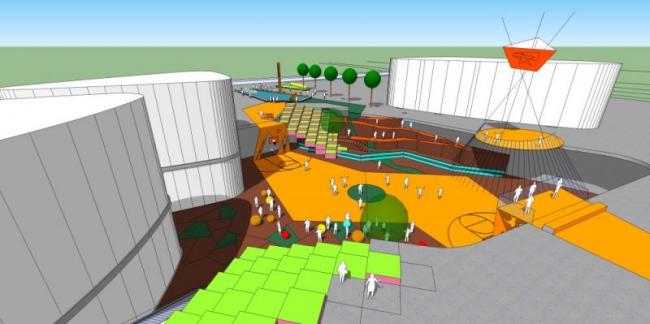 Sketchup景观模型|广场景观，现代风格