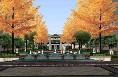 Sketchup景观模型|小区景观，住宅景观，古典风格-BIM建筑网