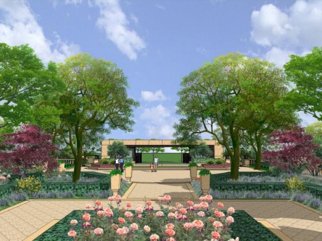 Sketchup景观模型|入口景观，现代风格