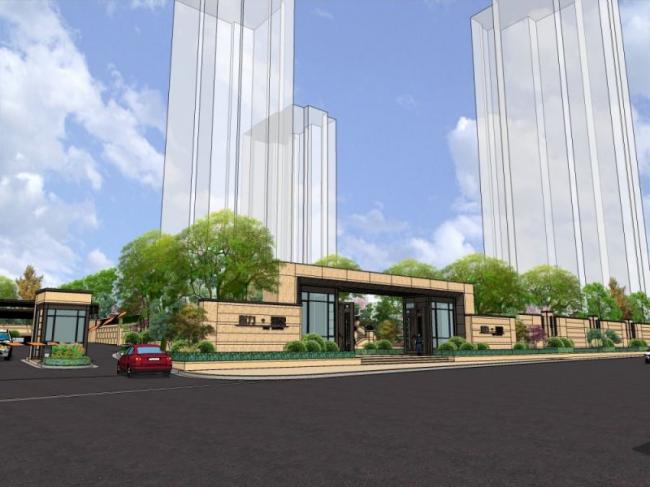 Sketchup景观模型|入口景观，现代风格