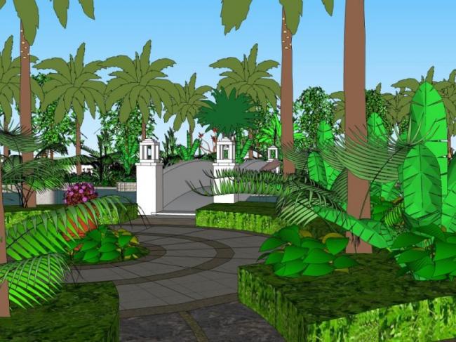 Sketchup景观模型|景区景观，古典风格