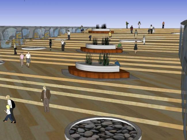 Sketchup景观模型|广场景观，现代风格