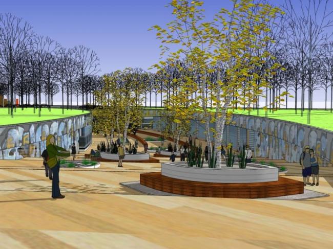 Sketchup景观模型|广场景观，现代风格