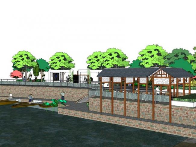 Sketchup景观模型|广场景观，现代中式风格