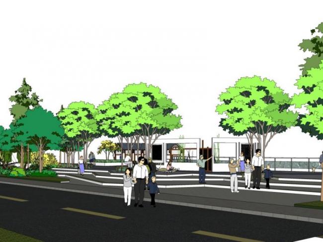 Sketchup景观模型|广场景观，现代中式风格