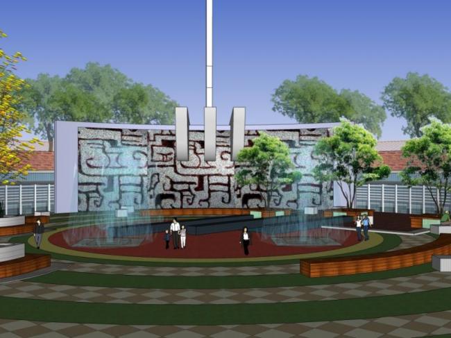 Sketchup景观模型|广场景观，现代风格