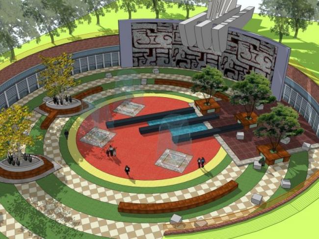 Sketchup景观模型|广场景观，现代风格