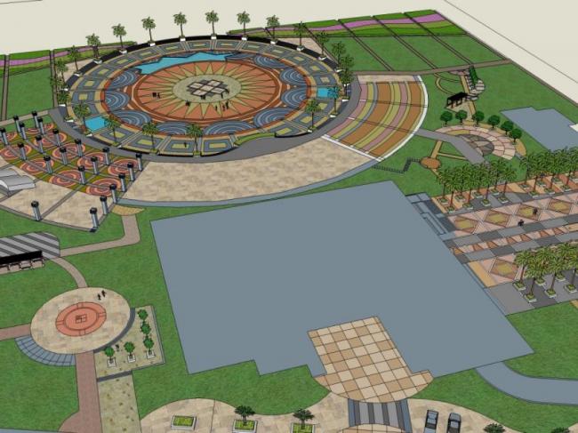 Sketchup景观模型|广场景观，古典风格