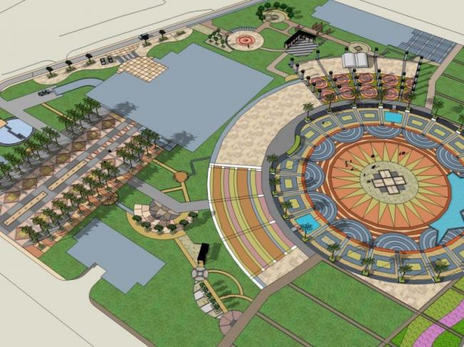 Sketchup景观模型|广场景观，古典风格