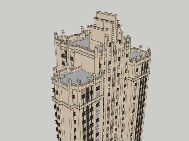 Sketchup住宅模型|高层住宅，古典风格