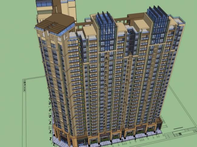 Sketchup住宅模型|高层住宅，现代风格