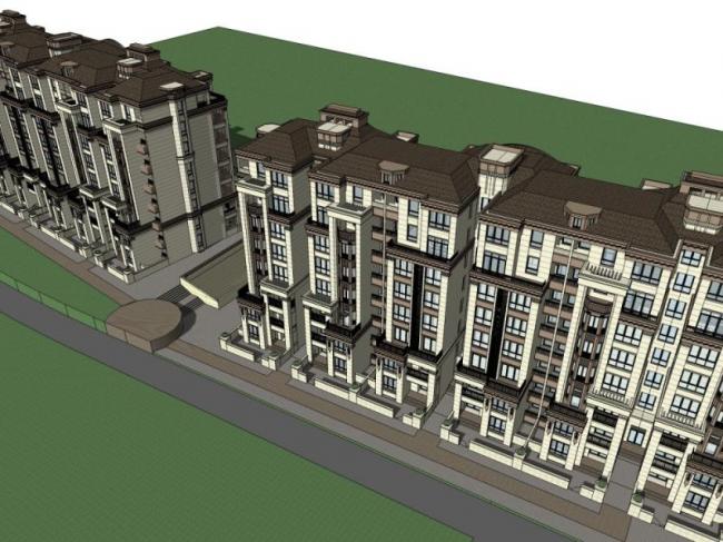 Sketchup住宅模型|多层花园洋房，联排住宅，古典风格