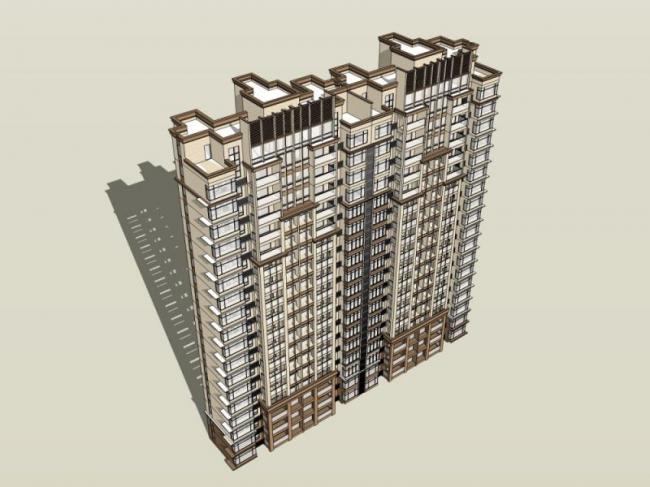 Sketchup住宅模型|高层住宅，居住建筑，古典风格