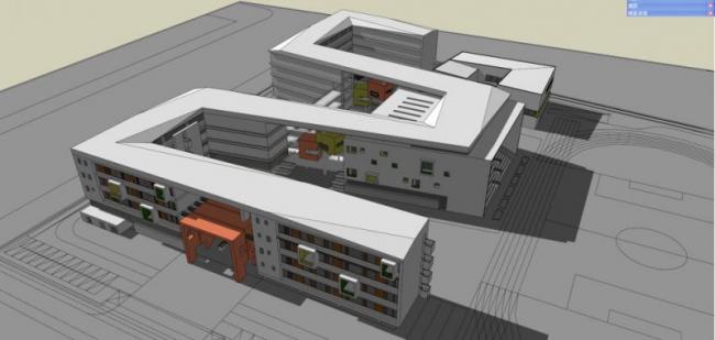 Sketchup学校模型|多层小学学校，校园教育建筑，现代风格