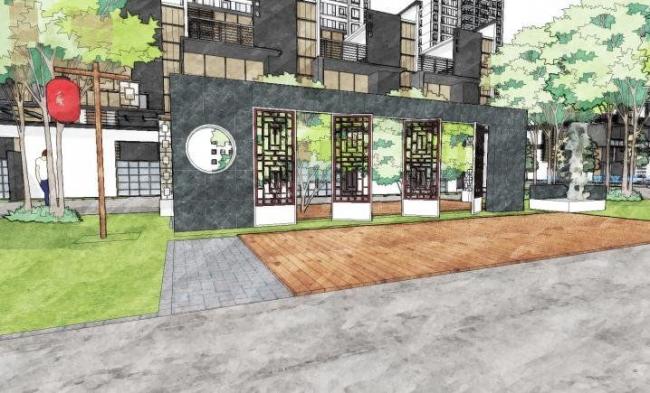 Sketchup景观模型|住宅景观，居住区景观，现代中式风格