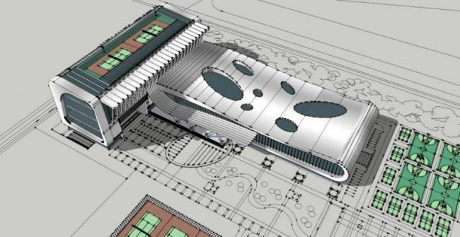 Sketchup体育馆模型|多层体育馆，现代风格