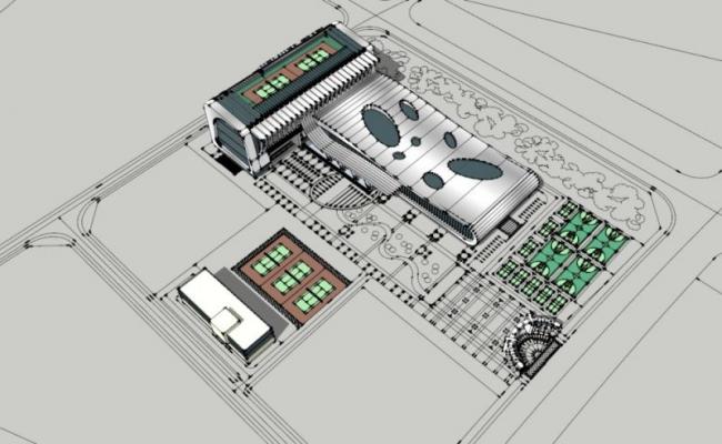 Sketchup体育馆模型|多层体育馆，现代风格