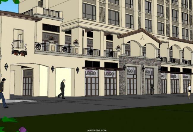 Sketchup商业模型|多层商业街，古典风格