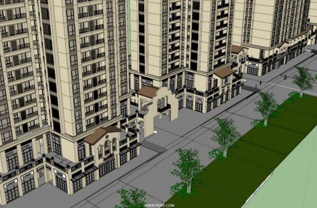 Sketchup商业模型|多层商业街，古典风格