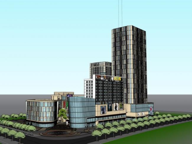 Sketchup商业模型|多高层商业综合体，现代风格