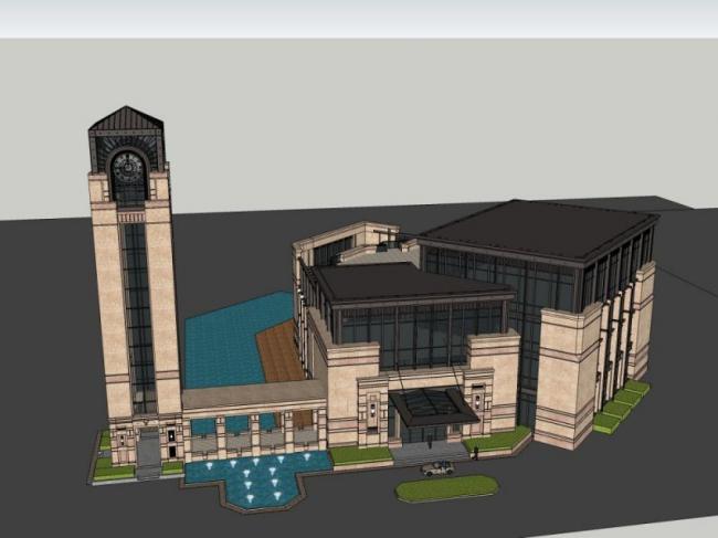 Sketchup商业模型|多层会所，现代风格