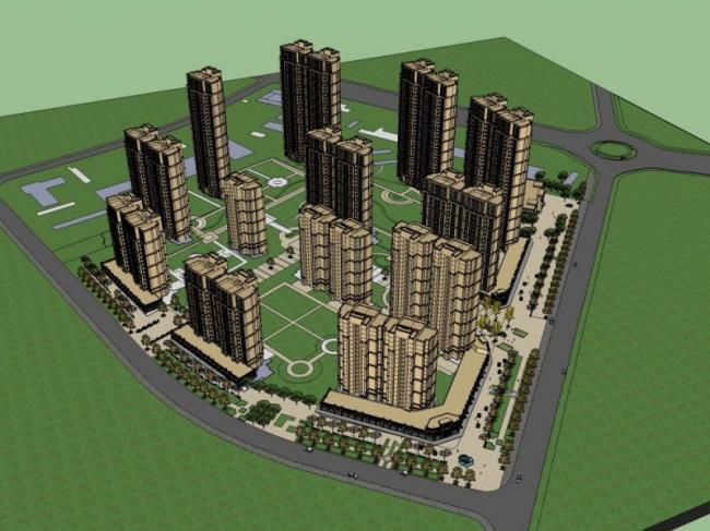 Sketchup住宅模型|高层住宅底层商业，居住建筑，古典风格