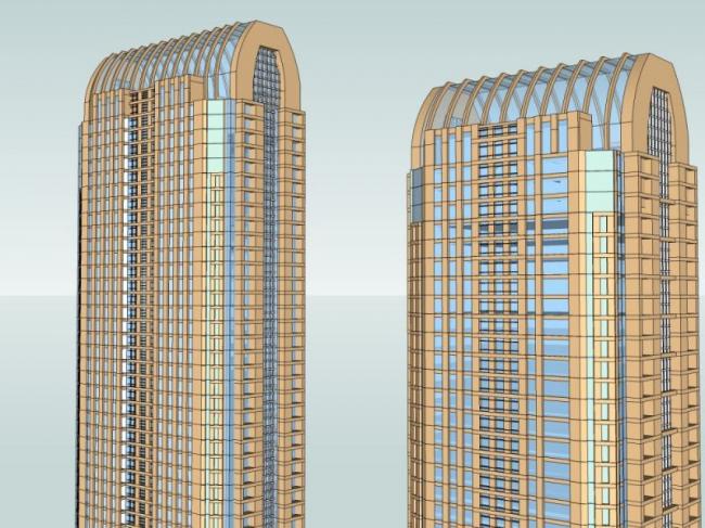 Sketchup酒店模型|超高层酒店，西方新古典风格