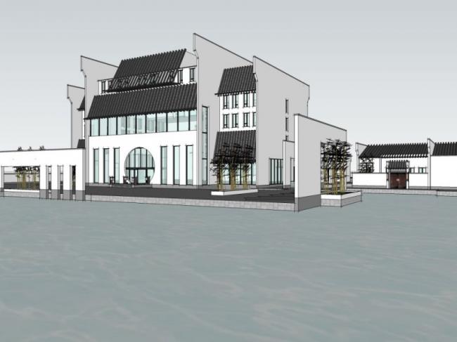 Sketchup商业模型|多层会所，现代中式风格