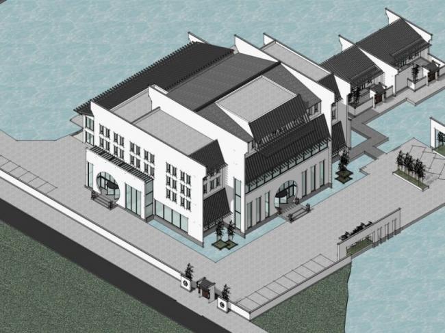 Sketchup商业模型|多层会所，现代中式风格