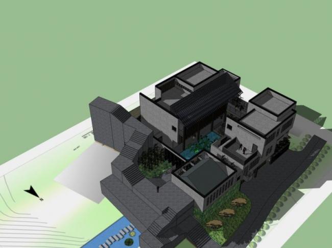 Sketchup住宅模型|多层会所，现代风格