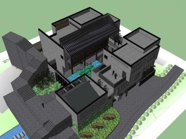 Sketchup住宅模型|多层会所，现代风格