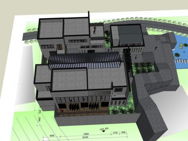 Sketchup住宅模型|多层会所，现代风格